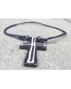 Alphabey's Black Criss Cross Buffalo Bone Necklace For Men